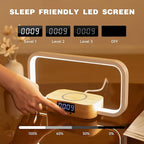 Bedside Lamp with Wireless Charger & USB Port – Touch Control Nightstand Table Lamps, RGB Color Changing, Stepless dimming, 7 Color, Modern LED Desk Lamp with Clock for Bedroom, Gifts for Women, Men