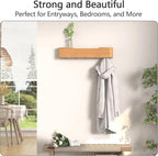Coat Rack Wall Mount with Hidden Hooks Entryway Hanging Shelf Modern Wood Coat Hanger for Bedroom Kitchen Hallway Bathroom (Oak, 20.9 Inch Long)
