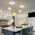 3-Lights Pendants Lightfor Kitchen lsland Chandeliers Dining Room,Square Entryway Light Fixture Hanging Adjustable Height Silver Crystal Chandeliers for Bedroom Hallway Foyer