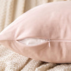 EMEMA Pack of 2 Velvet Pillow Covers Decorative Square Pillowcase Soft Solid Cushion Case for Sofa Bedroom Car 16x16 Inch Pink