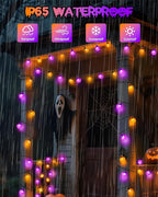 LORRYTE 2-Pack 100 LED 64FT Purple and Orange Solar Halloween Lights, Outdoor Waterproof Solar Globe String Lights with 8 Lighting Modes, Halloween Outdoor Decorations for Garden Party