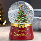 Christmas Snow Globe Lantern Water Glittering Christmas Tree Crown with Music & Timer, USB Lined/Battery Operated Lighted Water Lantern for Christmas Festival Decoration Gifts