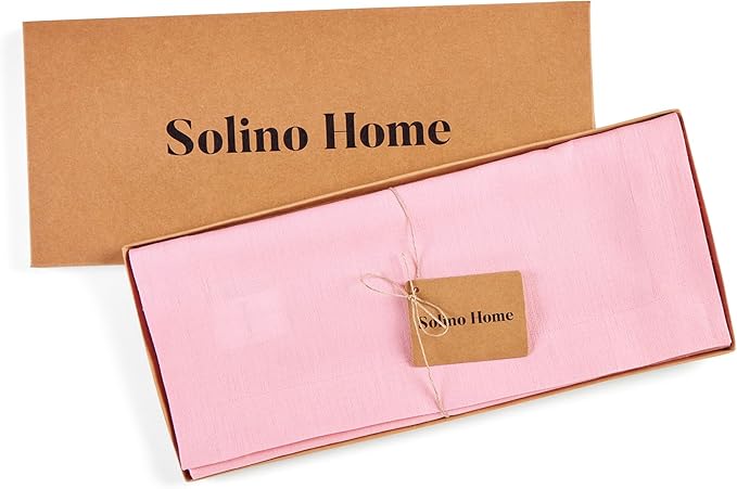Solino Home Linen Pink Lemonade Table Runner 120 Inches Long - 100% Pure Linen 14 x 120 Inch Table Runner for Halloween - Fete