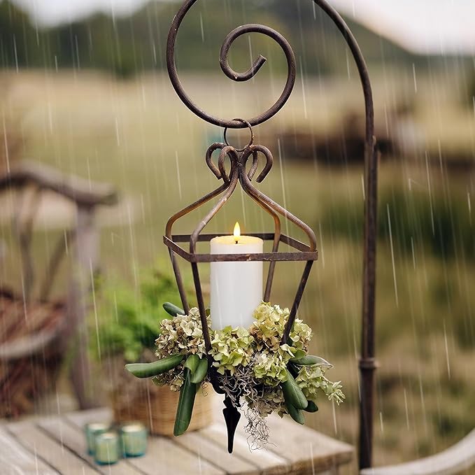 Outdoor 4pcs Flameless Waterproof Candles with Handy Remote Control, Cycle Timer Battery Operated Candle Grease Effect LED Flickering Pillar Plastic Long Lasting (White, 3" x4" 5" 6" 7")