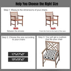 idee-home Outdoor Chair Cushions Set of 2, Thick 17" x 17" x 3" Outdoor Seat Cushions Patio Furniture Waterproof with Ties, Dining Pads