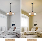 19.7" Rattan Chandelier ，5-Light Boho Dining Room Chandelier，Rustic Chandelier with Fabric lampshade，Suitable for Farmhouse Dining Room ，Living Room， Kitchen Bedroom， Hallway Stairs Hanging