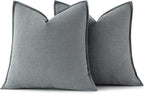 MIULEE Decorative Linen Pillow Covers 18x18 Inch Gray Boho Farmhouse Neutral Couch Throw Pillows for Bed Pack of 2 Accent Modern Pillowcase Sofa Livingroom Home Decor