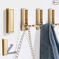Foldable Gold Wall Hooks 4 Pack,Heavy Duty Wall Hooks for Hanging Coats Towels Backpacks Bags Brushed Gold Towel Hooks in The Bathroom,Closet,Entryway,Pool and Kitchen.(Gold, 4)