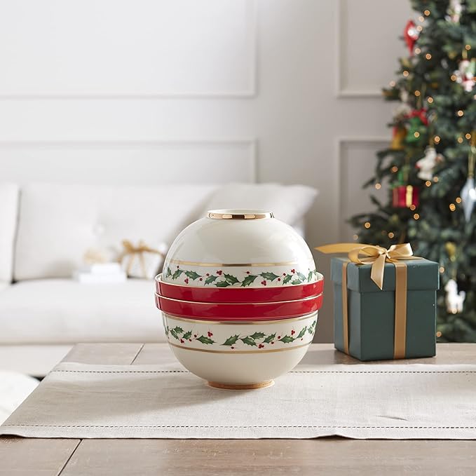 Lenox 893494 Holiday Luna Nesting Dinnerware Set, Christmas, Hosting