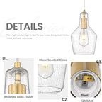 Emliviar 11 Inch Farmhouse Pendant Light Fixture, 1-Light Hanging Kitchen Lighting with Seeded Glass, Brushed Gold Finish, DYE286G2-MIL BG