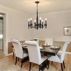 Farmhouse Chandelier, 6-Light Black Chandeliers for Dining Room Light Fixture Iron Metal Hanging Pendant Light, French Country Chandelier for Bedroom Kitchen Island Living Room UL-Listed
