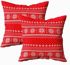 CAPSCEOLL 2PCS Red Pillow Covers Decorative 16X16Inch Christmas Red Reindeer Snow Snowflake Traditional White Winter Xmas Throw Pillow Covers for Bedroom Sofa Living Room Pillow Covers Decorative
