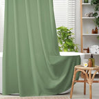 No Hook Shower Curtain, Green Modern Chevron Striped Luxury Hotel Style, Washable Waterproof Fabric for Bathroom, 15 Seconds Quick Install, 72W x 74L Inches