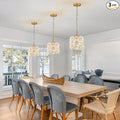 3-Pack Flower Small Pendant Lighting Gold Glass Pendant Light with White Ceramic Flowers Modern 1-Light for Kitchen Island Sink Dining Room Entryway Hallway, E26