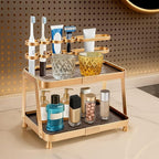 YUPER Bathroom Countertop Organizer, 2-Tier Vanity Organizer With Makeup Brush Holder, Large Countertop Tray for Skincare, Perfume, Cosmetics, Bathroom Sink Organizer Countertop