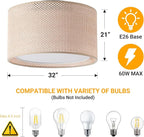 Boho Light Fixtures,12.6" Flush Mount Ceiling Lights Drum Light Fixture with Double Shade,3-Lights Close to Ceiling Lamps for Bedroom Living Room Dining Room Hallway Entryway Kitchen