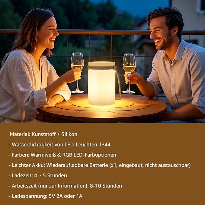 uuffoo LED Lamp Lantern Table Lamp Cordless Shower Lamp IP44 RGB and Warm White Dimmable for Indoor Outdoor Patio Camping Restaurant Home