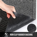 Sturdy Front Door Mat, Absorbent Muddy Dirt Resist Welcome Door Mats Outdoor Indoor, Stain and Fade Resistant, Non-Slip Rubber Backing Low Profile Doormat for Entryway, 60×36, Grey