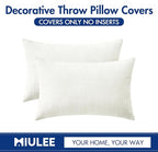 MIULEE Pack of 2 Christmas Couch Throw Pillow Covers 12x20 Inch Soft White Chenille Pillow Covers for Sofa Living Room Solid Dyed Pillow Cases