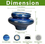 Ceramic Pots for Plants - 11 Inch Ceramic Planter for Indoor Outdoor, Unique Planters with Drainage Hole, Decorative Flower Pot, House Office Garden Decor, Plants Lover Gifts, Blue