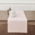 Solino Home Linen Pink Table Runner 48 Inches - Classic Hemstitch, 100% Pure Linen Coffee Table Runner 14 x 48 Inch Ideal for Dresser Tables - Halloween