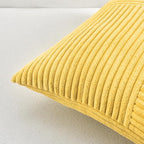 Fancy Homi 2 Packs Yellow Long Lumbar Decorative Throw Pillow Covers 12x24 Inch for Couch Bed Sofa, Rustic Farmhouse Boho Home Decor, Soft Striped Corduroy Rectangle Accent Cushion Case 30x60 cm