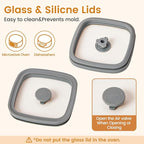Square Glass Food Storage Jars with Lids[Set of 5], Perfect for Pasta, Cookies, Nuts, Coffee, Cereal, Flour,Organize Your Kitchen with these BPA-Free Glass Jars with Silicone Lids