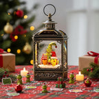 Christmas Snow Globe Lantern Water Glittering Gnomes Scandinavian Santa Elf with Music, USB Lined/Battery Operated Lighted Lantern for Christmas Festival Decoration Gifts