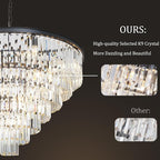 Large Crystal Chandeliers for High Ceiling, 7-Tier Modern Black Top K9 Dining Room Chandelier 17 Lights Luxury Round Ceiling Pendant Light Fixture for Living Room Entryway Staircase Foyer