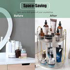 Rotating Makeup Organizer Countertop 2 Tier Lazy Susan Trays Clear Skincare Perfume Storage for Bathroom Counter Vanity, Transparent
