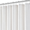 White Linen Shower Curtain for Bathroom Cream Boho Farmhouse Shower Curtains Natural Aesthetic Bath Decor Weighted Cloth Fabric Linen Textured Bath Curtain Liner with Hooks Set, White Linen, 78 Inch