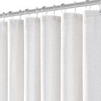 Linen Shower Curtain with 12 Hooks Modern Heavy Duty Washable Fabric Curtain Set Waterproof Thick Cloth Shower Curtains for Bathroom Bathtub Washable, 72x96,Linen White