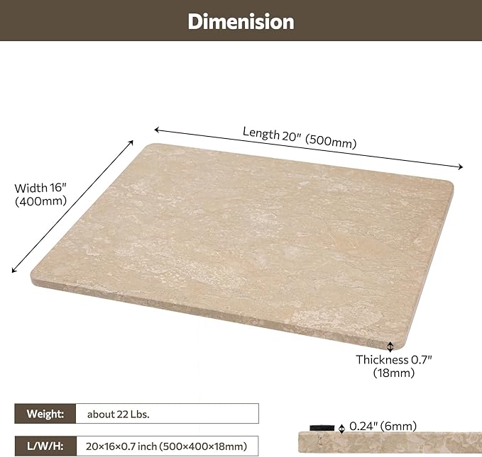 Natural Marble Cutting Board For Kitchen, 16 x 20 Inch Marble Slab Pastry Board With Non-Slip Feet For Baking, Cheese, Charcuterie, Chocolate, Beige