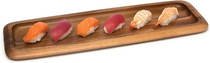 Lipper International Acacia Narrow Serving Tray for Sushi or Cheese, 18.25" x 6.13" x 0.75"