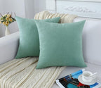 Jeneoo Seafoam Green Decorative Throw Pillow Covers Soft Chenille Comfy Solid Couch Cushion Case Decor (Set of 1, 24 x 24 Inches)