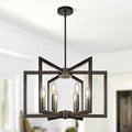 6-Light Black Chandelier,Dining Room Light Fixture Geometric Metal Modern Chandelier,Hanging Industrial Chandelier for Dining Room Kitchen Island Entryway Stairway Foyer Hallway.