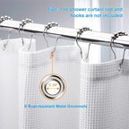 AmazerBath Waffle Shower Curtain White, Stall Shower Curtain 48 x 72 Inches, Fabric Curtain Heavy Duty 240GSM, Hotel Quality Bathroom Curtains