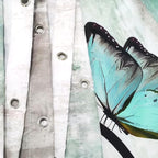 Rustic Farmhouse Shower Curtain, Farm Teal Daisy Floral Flowers and Butterfly on Country Wooden Shower Curtain for Bathroom, Turquoise Blue Bathroom Shower Curtains with 12PCS Hooks, 60X70IN