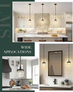 LMS 5 Inch Dia Black Pendant Light, Modern Hanging Lamp for Kitchen Island with Adjustable Rod, Medium Linear Light Fixtures with Hammered Glass, LMS-171PL-BKM