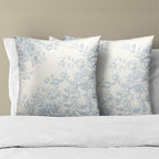 Chinoiserie Flowers Throw Pillow Covers 18x18 Set of 2, Vintage Light Blue Floral Square Pillow Cases Zippered Cotton Cushion Cover for Couch Bed Sofa Bedroom Livingroom Decor