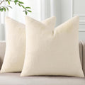 Pallene Faux Fur Plush Throw Pillow Covers 26x26 Set of 2, Soft Fluffy Couch Pillow Covers for Living Room, Beige