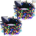 2pk Multi-Colored Solar Christmas Lights Outdoor Waterproof, 200 LED 66 FT Solar Powered LED String Lights Green Wire with 8 Modes, Solar Fairy Lights for Xmas Tree Party Wedding Garden Decorations