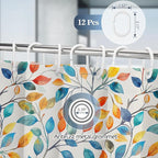 Aimego Spring Colorful Shower Curtain -Summer Nature Botanical Watercolor Plant Leaves Floral Fabric Cloth Bath Shower Curtain Set with 12 Hooks for Bathroom Decor Accessories, 72"x72"