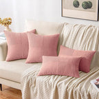 MIULEE Blush Pink Corduroy Pillow Covers Pack of 2 Boho Decorative Spliced Throw Pillow Covers Soft Solid Couch Pillowcases Patchwork Cushion Covers for Living Room Bed Sofa 12x20 inch Valentines Day