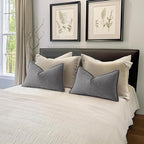 MIULEE Pack of 2 Grey Decorative Lumbar Pillow Covers 12x20 Inch Soft Chenille Luxurious Couch Throw Pillows Farmhouse Cushion Covers with Elegant Design for Sofa Bedroom Living Room Home Decor