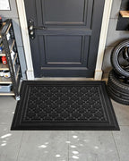 Color&Geometry Large Front Door Mat Outside Entrance, Heavy Duty Non Slip Low Profile Doormat for Entryway, Trap Dirt and Moisture Welcome Mats All-Weather, Easy Clean, Patio, Garage, 48"x72" Black