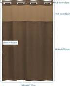 Brown Stall No Hook Shower Curtain with Snap in Liner,230GSM Waffle Weave Shower Curtains for Bathroom,54W x 80H