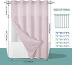 BlushPink No Hook Waffle Weave Shower Curtain with snap-in Liner Replacement, 230GSM Waterproof Fabric Hotel Shower Curtain Set for Bathroom, Through Mesh Top Window,71Wx74H