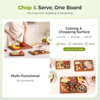 Bamboo Cutting Board for Kitchen, Wooden Cutting Board 3-Piece Set with Non-Slip Mat Deep Juice Groove and Built-In Handles, Wood Cutting Board for Meat Vegetables Fruit Ideal Gift for the Home