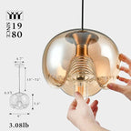 Modern Globe Pendant Light, 9"x7.5" Amber Gradient Glass Hanging Fixture with Gold Base, 15"-72" Adjustable Line, E26 Socket for Living Room, Dining Area, or Entryway – Warm Taupe Globe